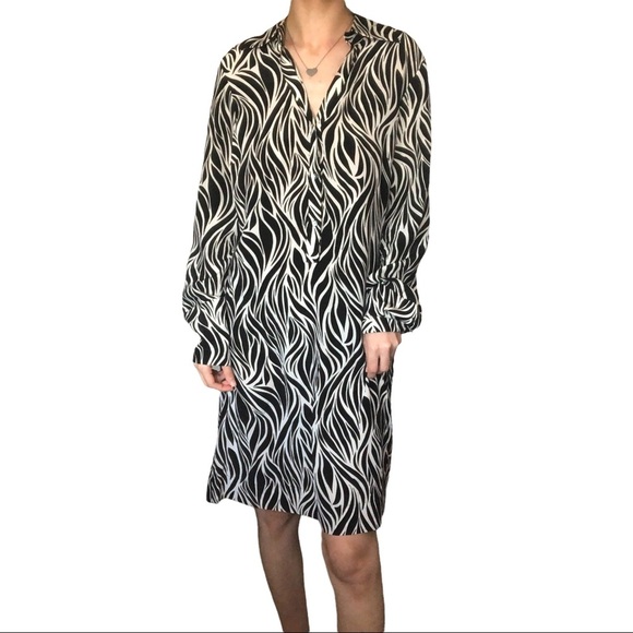 NINE WEST Silk Zebra-Print shirt Dress - Picture 4 of 16